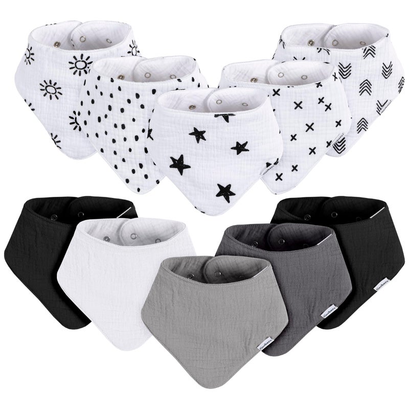 Gerber Gerber Baby Unisex Muslin Bandana Bibs 10-Pack, Black & White, One Size  - Image 1