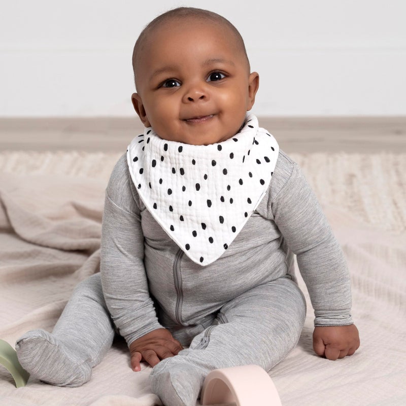 Gerber Gerber Baby Unisex Muslin Bandana Bibs 10-Pack, Black & White, One Size  - Image 2