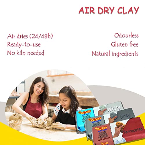 Jovi European Air-Dry Modeling Grey Clay 3 Packets - Each Pack of 250 Grams for Sculpting Pottery Art & Craft Handicraft Educational Purpose Fine Motor Skills - Image 5