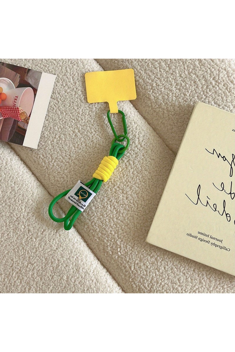 حبل تعليق للهاتف المحمول بألوان متناسقة (أخضر وأصفر) - سلسلة مفاتيح متعددة الوظائف - حقيبة ظهر للهاتف المحمول