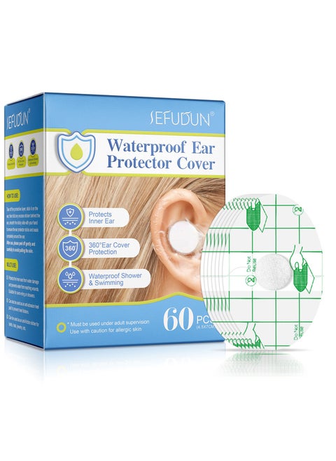 60 Pieces Waterproof Ear Protector Cover for Swimming Shower Ear Protectors with Ear Plugs