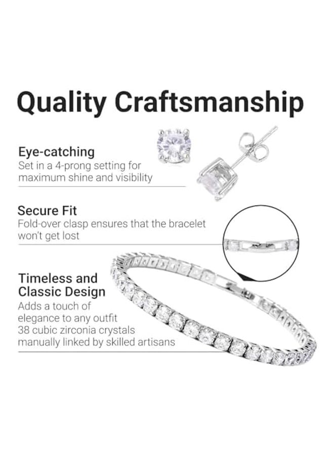 LC Tennis Bracelet &amp; Stud Earrings Set - Cu  - Image 4
