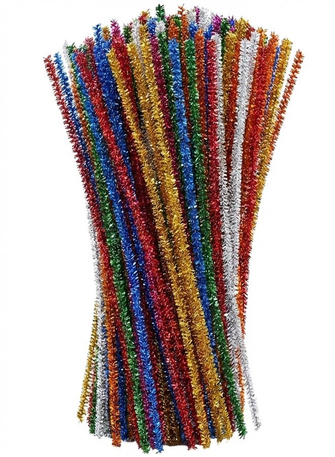FAVORXTM Multicolored Craft Pipe Cleaners Glitter Chenille Stems (100 Pieces) 10 Colors for DIY Creative Art Decorations (0.24 x 12 Inch) - Image 1