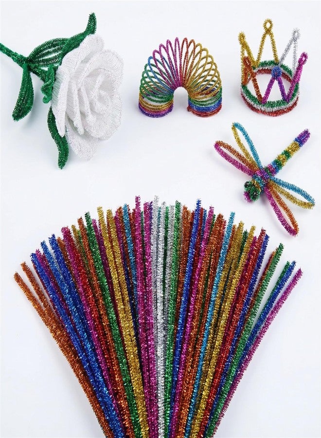 FAVORXTM Multicolored Craft Pipe Cleaners Glitter Chenille Stems (100 Pieces) 10 Colors for DIY Creative Art Decorations (0.24 x 12 Inch) - Image 4