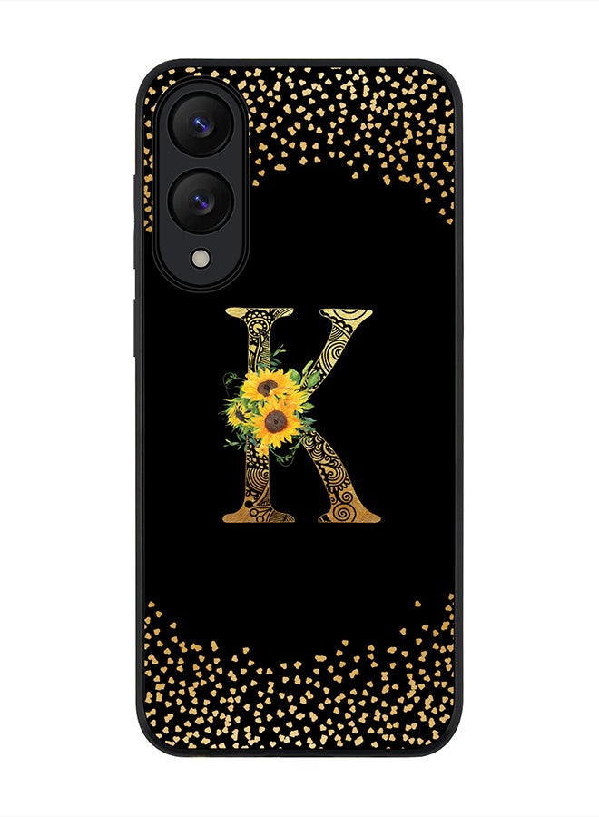 Stylizedd For Samsung Galaxy S25 Edge Case,Slim fit Camera Protection, Shockproof Thin Phone cover  - Custom Floral Monogram - K ( Black )