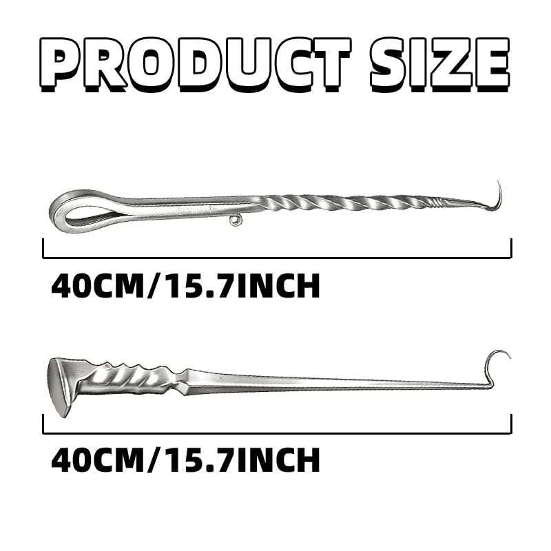 Kyntria Meat Hook Flipper, BBQ Turner Hooks, Stainless Steel Pig Tail Meat Flippers, Flip Cooking Hooks for Grilling, Smoking, and Frying (Right Hand A) - Image 4