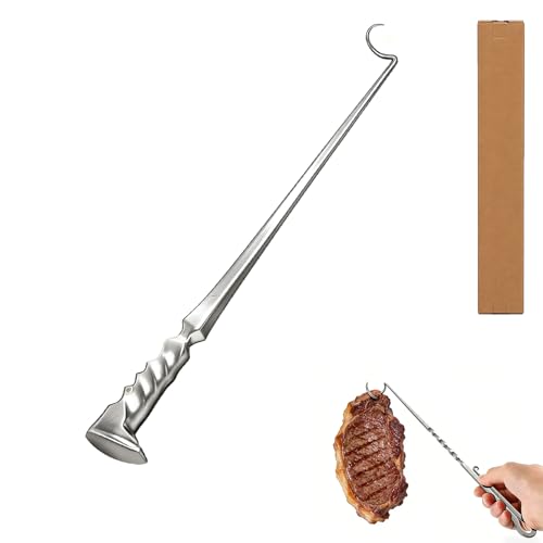 Kyntria Meat Hook Flipper, BBQ Turner Hooks, Stainless Steel Pig Tail Meat Flippers, Flip Cooking Hooks for Grilling, Smoking, and Frying (Right Hand A) - Image 1