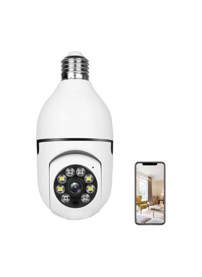 Generic - Wireless Light Bulb Camera Security Dome Camera 1080P WiFi Home Surveillance Cameras System with 360 Degree View Lens Night Vision Human Motion Detection and Alarm Light Socket Screw In Security Cameras For Home Security - Image 1