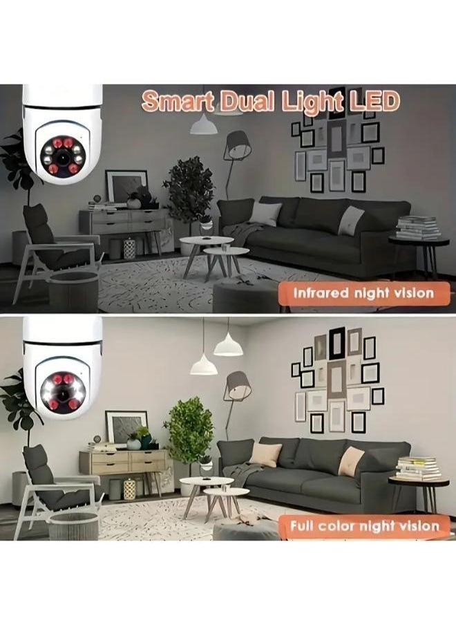 Generic - Wireless Light Bulb Camera Security Dome Camera 1080P WiFi Home Surveillance Cameras System with 360 Degree View Lens Night Vision Human Motion Detection and Alarm Light Socket Screw In Security Cameras For Home Security - Image 1