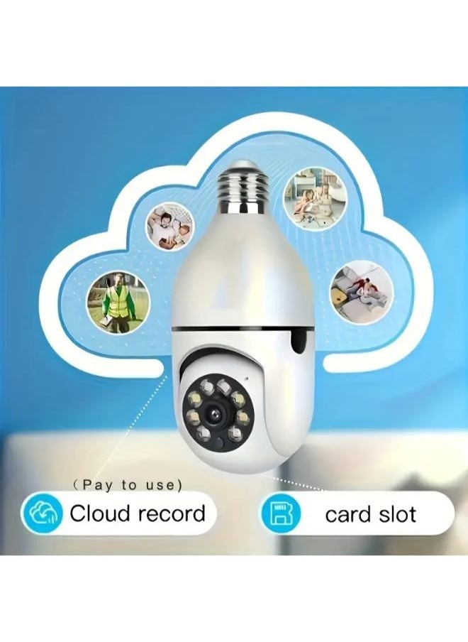 Generic - Wireless Light Bulb Camera Security Dome Camera 1080P WiFi Home Surveillance Cameras System with 360 Degree View Lens Night Vision Human Motion Detection and Alarm Light Socket Screw In Security Cameras For Home Security - Image 1