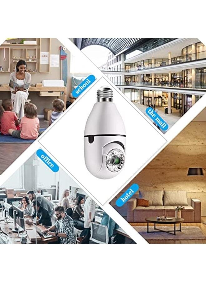 Generic - Wireless Light Bulb Camera Security Dome Camera 1080P WiFi Home Surveillance Cameras System with 360 Degree View Lens Night Vision Human Motion Detection and Alarm Light Socket Screw In Security Cameras For Home Security - Image 1
