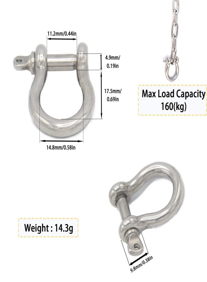 Cheerock 8pcs Screw Pin Anchor Shackle, Stainless Steel M5 Bow Shackle, 3/16 Inch D Ring Clevis Shackle, Anchor Shackle with Screw Pin for Chains Wirerope Paracord Outdoor Camping - Image 2