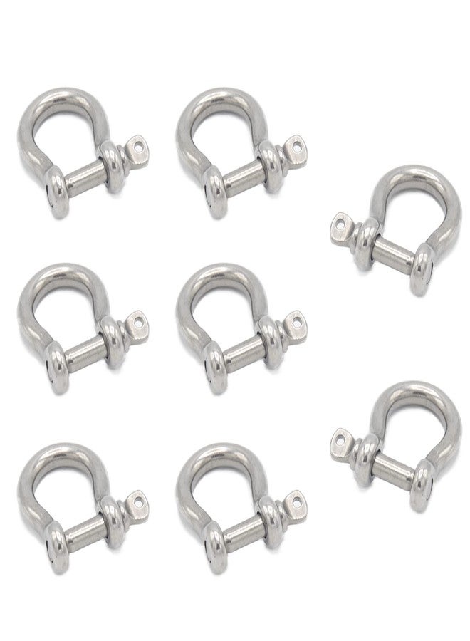 Cheerock 8pcs Screw Pin Anchor Shackle, Stainless Steel M5 Bow Shackle, 3/16 Inch D Ring Clevis Shackle, Anchor Shackle with Screw Pin for Chains Wirerope Paracord Outdoor Camping - Image 1