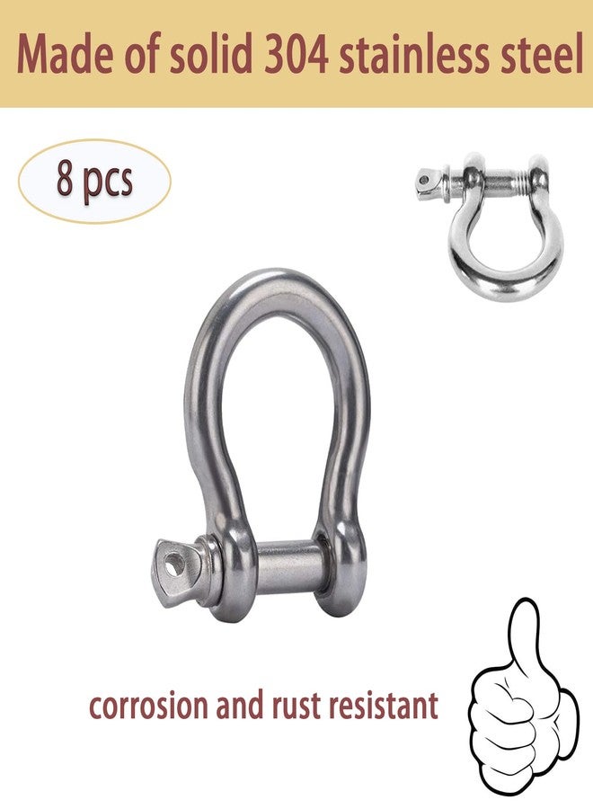 Cheerock 8pcs Screw Pin Anchor Shackle, Stainless Steel M5 Bow Shackle, 3/16 Inch D Ring Clevis Shackle, Anchor Shackle with Screw Pin for Chains Wirerope Paracord Outdoor Camping - Image 3