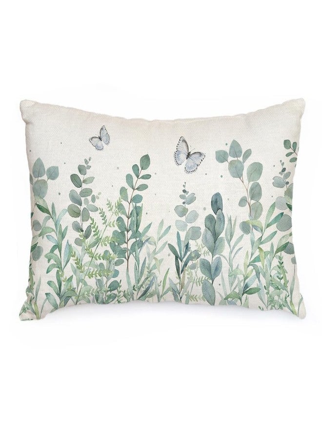 AACORS Spring Pillow Cover 12X20 Inch Eucalyptus Floral Butterfly Decoration Holiday Farmhouse Summer Pillow Case Decor for Home Sofa Couch - Image 1