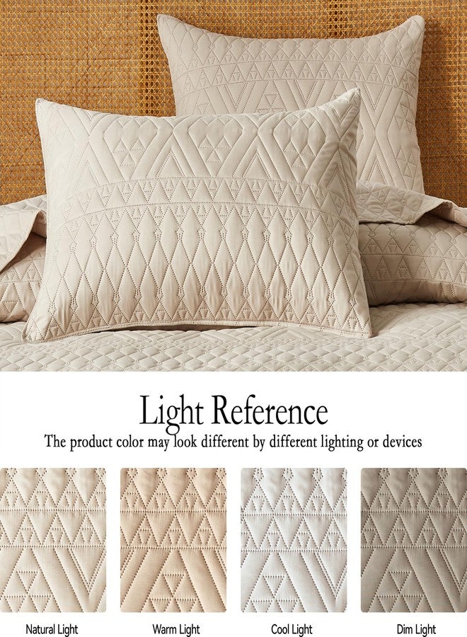 akkialla King/Cal King Size Quilt Bedding Set,Beige Lightweight Microfiber Soft Bedspread,Modern Style Geometric Pattern Coverlet Set for All Seasons,3 Piece(1 Quilt,2 Pillow Shams) - Image 4