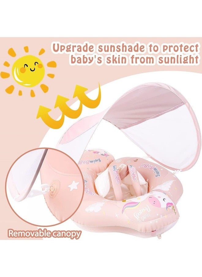 GGEROU - Baby Swimming Pool Floats,Baby Pool Float with Canopy,PVC Infant Swim Floats,Child Kids Inflatable Pool Floats,Summer Swim Float,Floating Mattress Seat Swim Ring,Fun Beach Floaties - Image 1