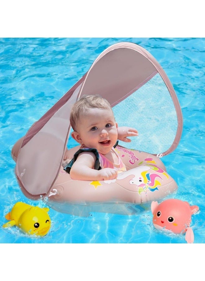 GGEROU - Baby Swimming Pool Floats,Baby Pool Float with Canopy,PVC Infant Swim Floats,Child Kids Inflatable Pool Floats,Summer Swim Float,Floating Mattress Seat Swim Ring,Fun Beach Floaties - Image 1