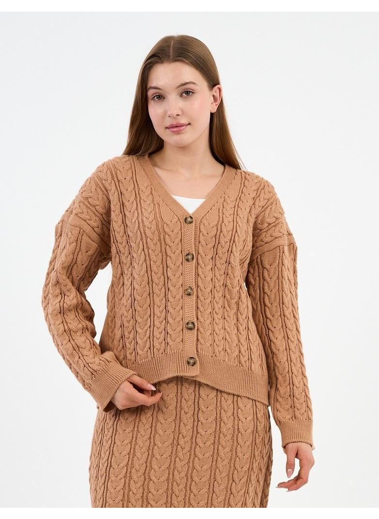 Alexander Gardi - Women's Hair Braided Buttoned Cardigan (A92432-S-UST) - Image 1