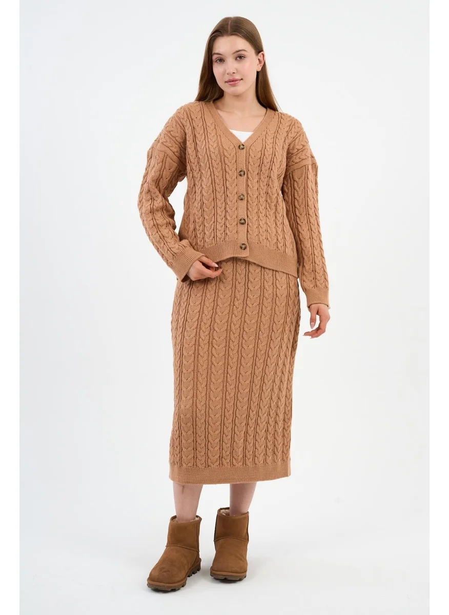 Alexander Gardi Women's Hair Braided Buttoned Cardigan (A92432-S-UST)