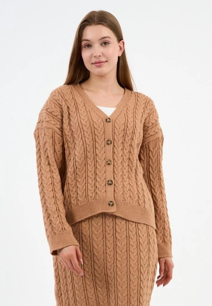 الكسندر جاردي Women's Hair Braided Buttoned Cardigan (A92432-S-UST)