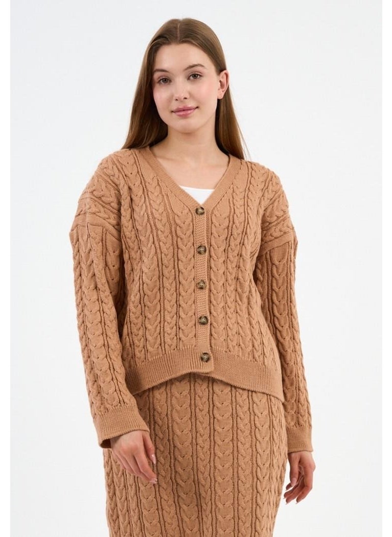 Alexander Gardi - Women's Hair Braided Buttoned Cardigan (A92432-S-UST) - Image 1