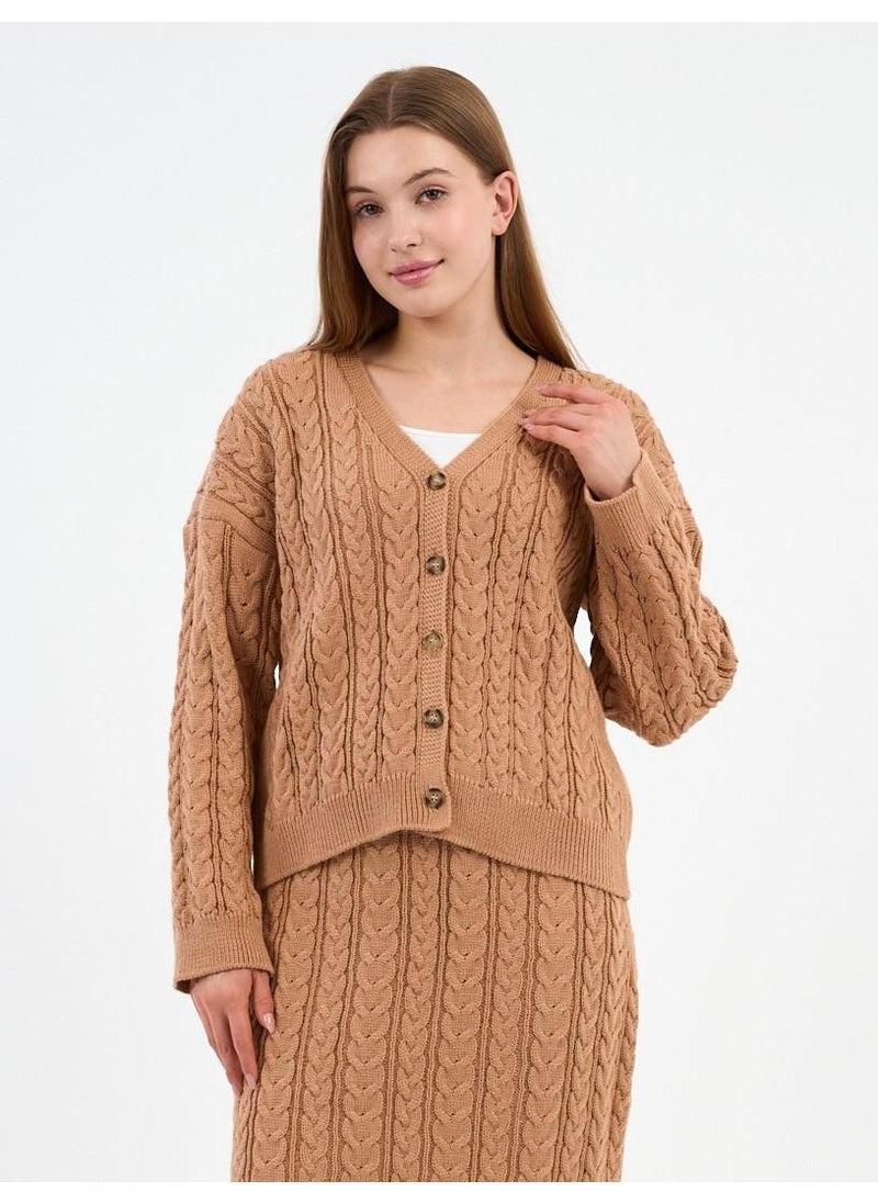 Alexander Gardi - Women's Hair Braided Buttoned Cardigan (A92432-S-UST) - Image 1