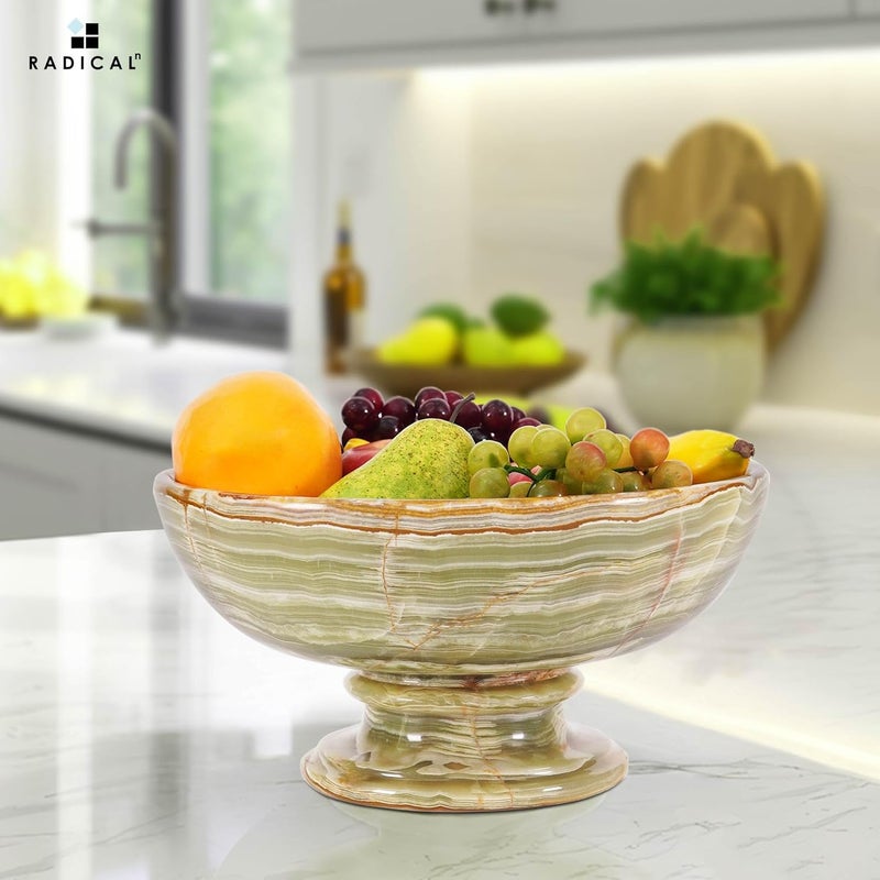 Radicaln Marble Fruit Bowl Green Onyx 10 Inch Handmade Fruit Dish For Farmhouse Kitchen Dcor Decorative Fruit Holder For Home Dcor - Image 5
