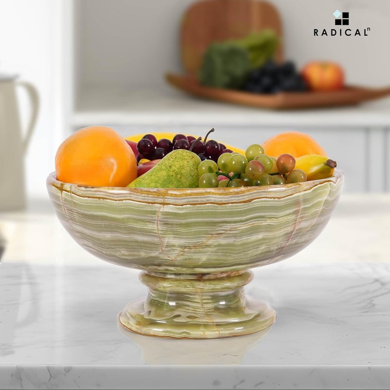 Radicaln Marble Fruit Bowl Green Onyx 10 Inch Handmade Fruit Dish For Farmhouse Kitchen Dcor Decorative Fruit Holder For Home Dcor - Image 2