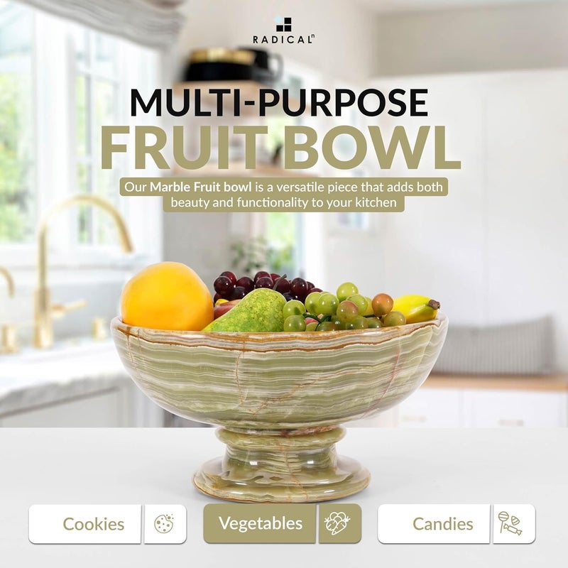 Radicaln Marble Fruit Bowl Green Onyx 10 Inch Handmade Fruit Dish For Farmhouse Kitchen Dcor Decorative Fruit Holder For Home Dcor - Image 4