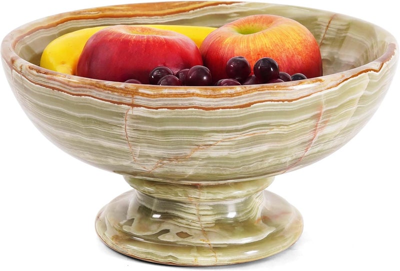 Radicaln Marble Fruit Bowl Green Onyx 10 Inch Handmade Fruit Dish For Farmhouse Kitchen Dcor Decorative Fruit Holder For Home Dcor - Image 1