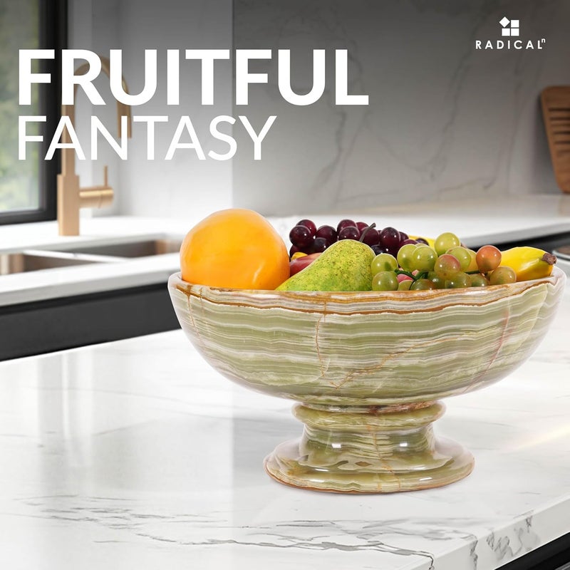 Radicaln Marble Fruit Bowl Green Onyx 10 Inch Handmade Fruit Dish For Farmhouse Kitchen Dcor Decorative Fruit Holder For Home Dcor - Image 3