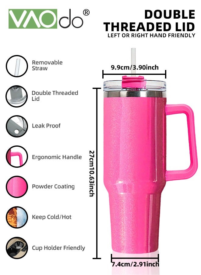 VAOdo 1100ML Stainless Steel Tumbler with Handle Straw Lid, Reusable Insulated Water Bottle, Ice and Heat Maintenance Gift for Birthday Festival Women Girl - Image 5