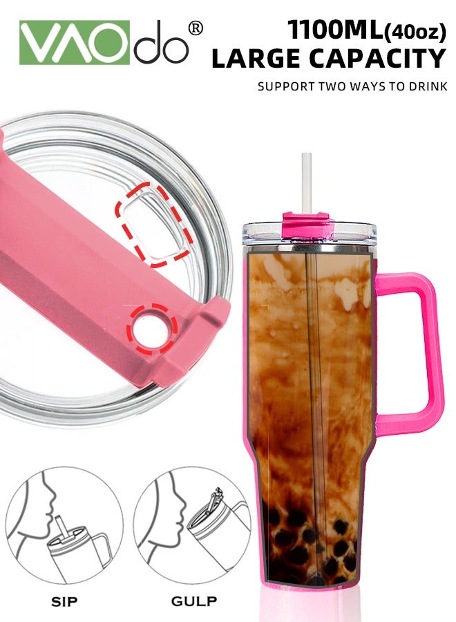 VAOdo 1100ML Stainless Steel Tumbler with Handle Straw Lid, Reusable Insulated Water Bottle, Ice and Heat Maintenance Gift for Birthday Festival Women Girl - Image 3