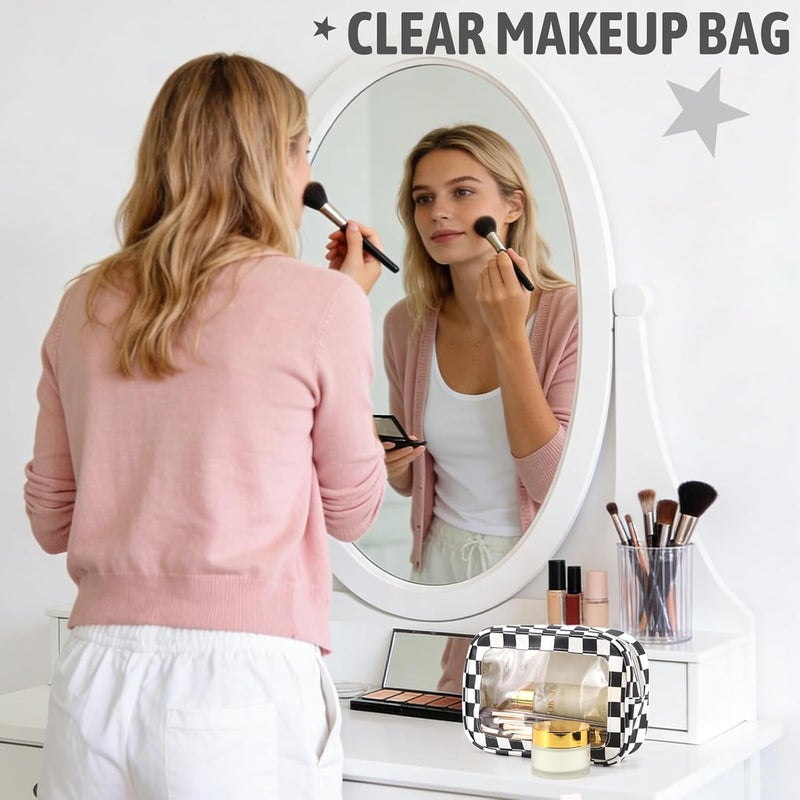 YOPCDJ 3PCS Clear Toiletry Bag,TSA Approved Travel Makeup Pouch with Zipper for Cosmetics and Toiletries，Diaper Bag Organizer Pouch Set,Women's Purse Organizer and Clear Car Bag - Image 2