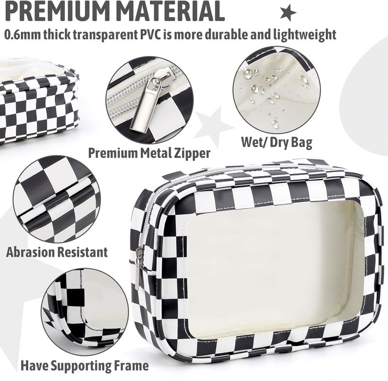 YOPCDJ 3PCS Clear Toiletry Bag,TSA Approved Travel Makeup Pouch with Zipper for Cosmetics and Toiletries，Diaper Bag Organizer Pouch Set,Women's Purse Organizer and Clear Car Bag - Image 4