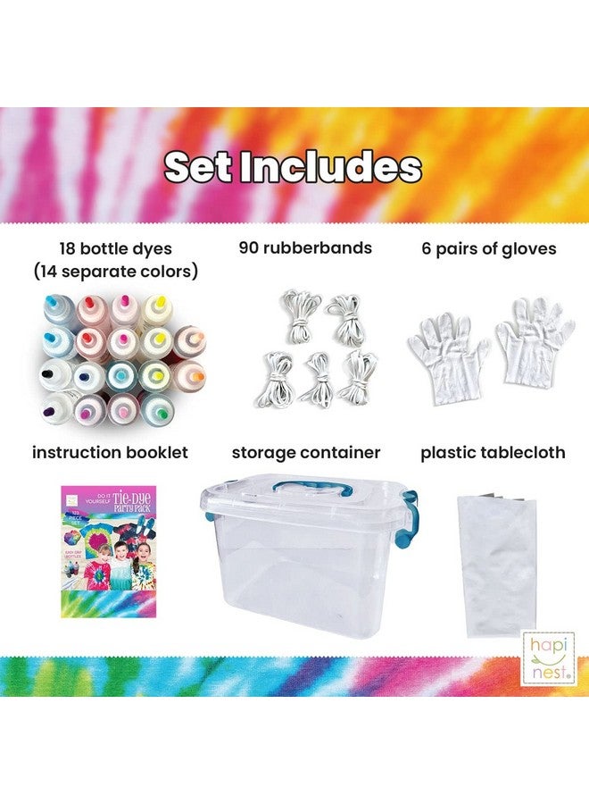 Hapinest Hapinest Tie Dye Kit for Kids Age 8-12 & Up Girls Boys Teens, Clothing Shirt Fabric Dye Arts and Crafts Gifts Party Supplies, Kids Tie Dye Kit for Large Group, 18 Pre-Filled Bottles w/14 Colors - Image 2