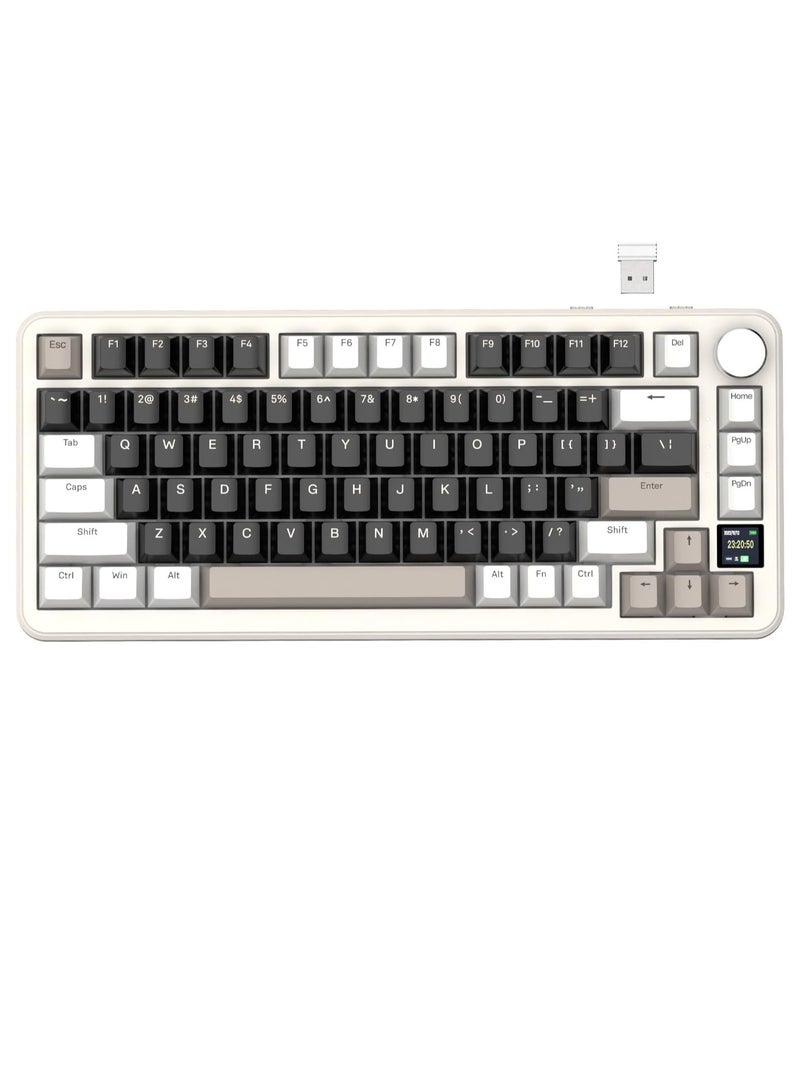 Attack Shark X85PRO Wireless Mechanical Keyboard with TFT Display and Knob, 75% QMK Gaming Keyboard with Gasket, 2.4G/BT/USB-C Wired, Hot Swappable, 4000mAh, NKRO, RGB, PC/MAC - Image 1