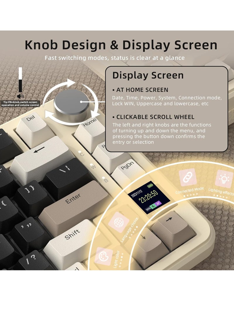 Attack Shark X85PRO Wireless Mechanical Keyboard with TFT Display and Knob, 75% QMK Gaming Keyboard with Gasket, 2.4G/BT/USB-C Wired, Hot Swappable, 4000mAh, NKRO, RGB, PC/MAC - Image 5