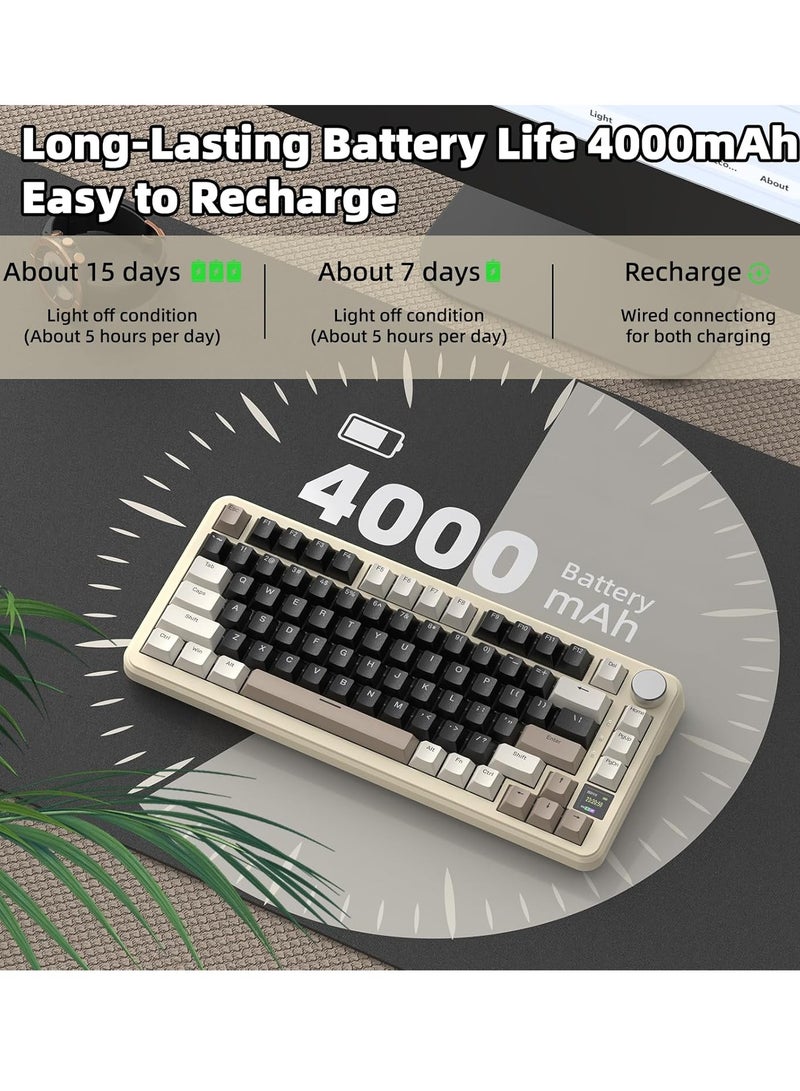 Attack Shark X85PRO Wireless Mechanical Keyboard with TFT Display and Knob, 75% QMK Gaming Keyboard with Gasket, 2.4G/BT/USB-C Wired, Hot Swappable, 4000mAh, NKRO, RGB, PC/MAC - Image 2