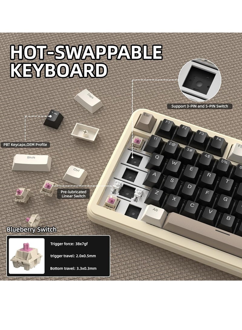 Attack Shark X85PRO Wireless Mechanical Keyboard with TFT Display and Knob, 75% QMK Gaming Keyboard with Gasket, 2.4G/BT/USB-C Wired, Hot Swappable, 4000mAh, NKRO, RGB, PC/MAC - Image 3