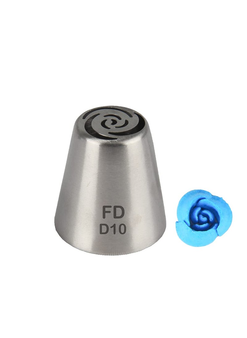 Fine Décor FineDecor Russian Piping Tip Cake Decoration Nozzle Cream Icing Piping Nozzle Tip Stainless Steel Nozzle Cream Puff Decor Pastry Icing Piping Tool 1 Piece D10  - Image 1