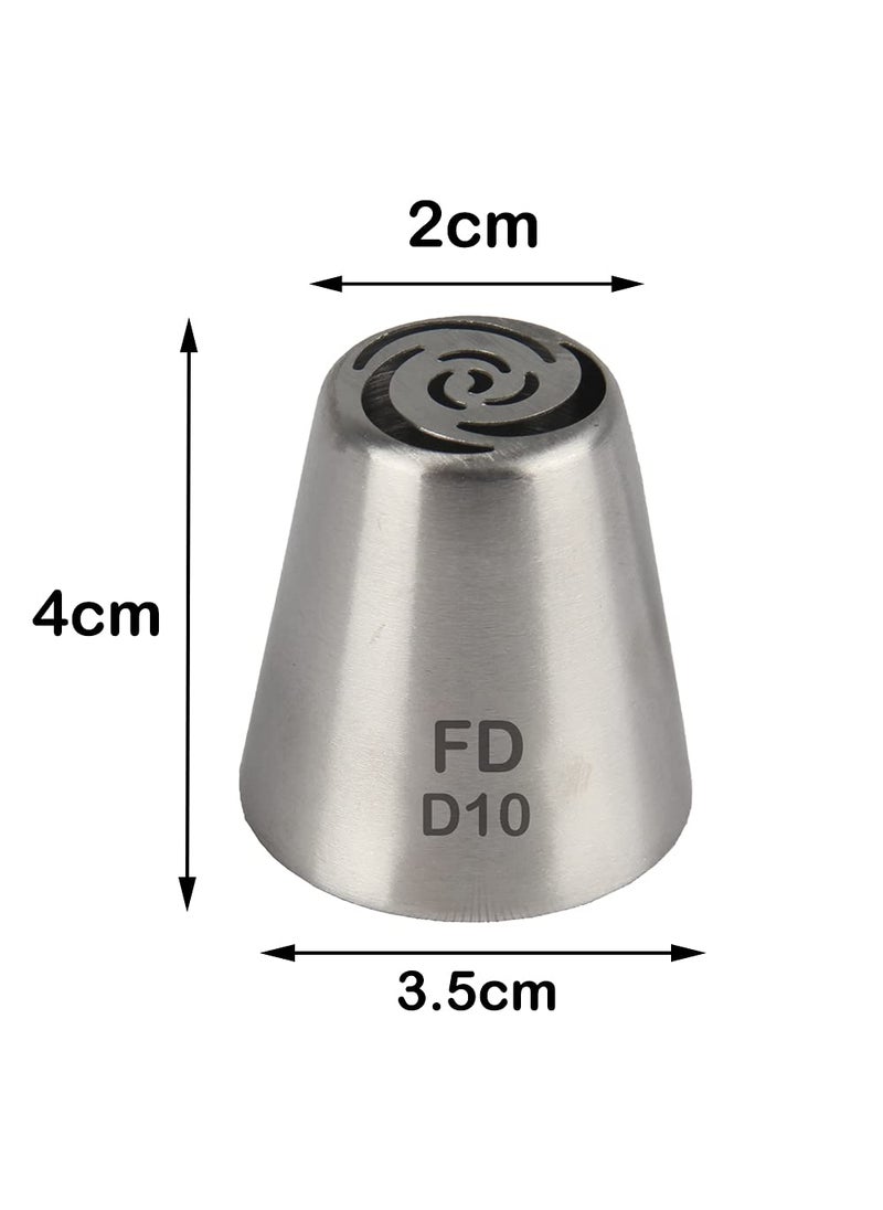 Fine Décor FineDecor Russian Piping Tip Cake Decoration Nozzle Cream Icing Piping Nozzle Tip Stainless Steel Nozzle Cream Puff Decor Pastry Icing Piping Tool 1 Piece D10  - Image 2