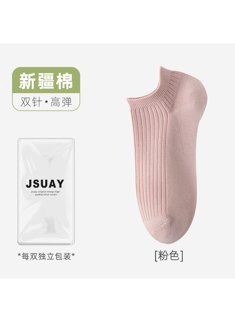 Generic - Cotton Low-Cut Socks Antibacterial Sweat-Absorbent Pink - Image 1