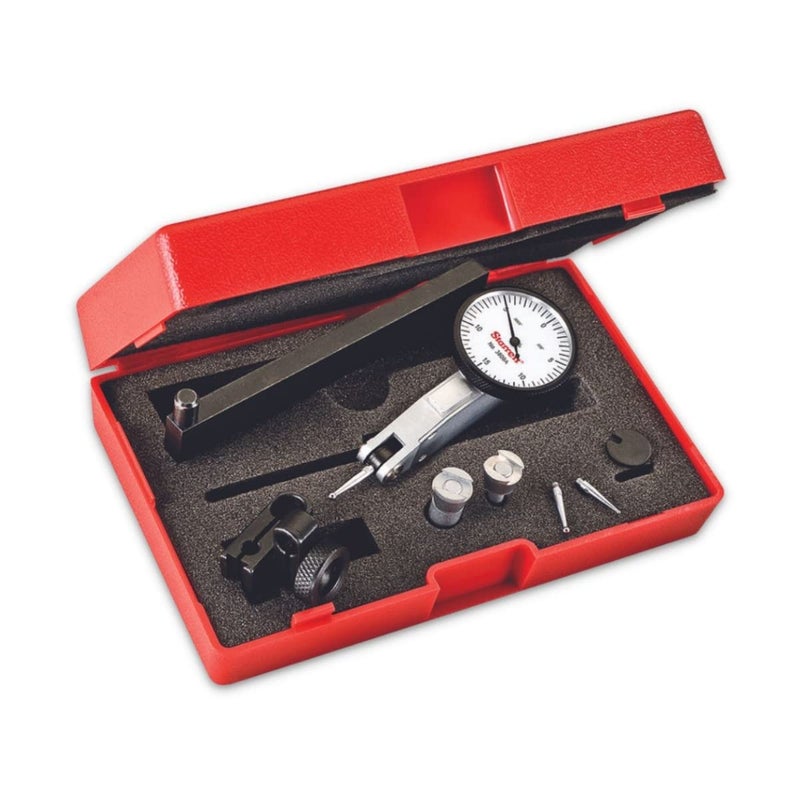 Starrett Dial Test Indicator with Dovetail Mount Accessories and Case  114 White Dial Face 030 Range 0150 Dial Reading 0001 Graduations  3809AC - Image 1