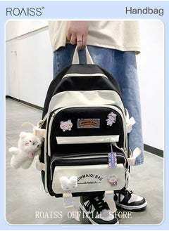roaiss 5 PCS Set of Backpack Fashion Kid New Backpack Girls Junior High School Student Bag Children's Large Capacity Middle Primary Schoolbag with Pendant Lunch Bag Pencil Case Handbag Coin Purse for Teenagers  - Image 3