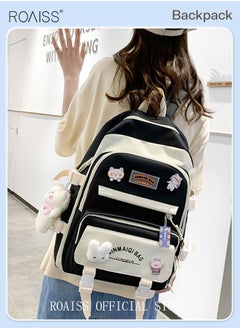 roaiss 5 PCS Set of Backpack Fashion Kid New Backpack Girls Junior High School Student Bag Children's Large Capacity Middle Primary Schoolbag with Pendant Lunch Bag Pencil Case Handbag Coin Purse for Teenagers  - Image 2
