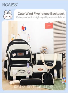 roaiss 5 PCS Set of Backpack Fashion Kid New Backpack Girls Junior High School Student Bag Children's Large Capacity Middle Primary Schoolbag with Pendant Lunch Bag Pencil Case Handbag Coin Purse for Teenagers  - Image 4