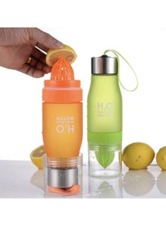 BLUE CORAL Water Bottle Squeezed Juice Lemon Juice Fruit Infuser Drinkware For Outdoor Sports My Shaker Drinking Bottle, Orange  - Image 4