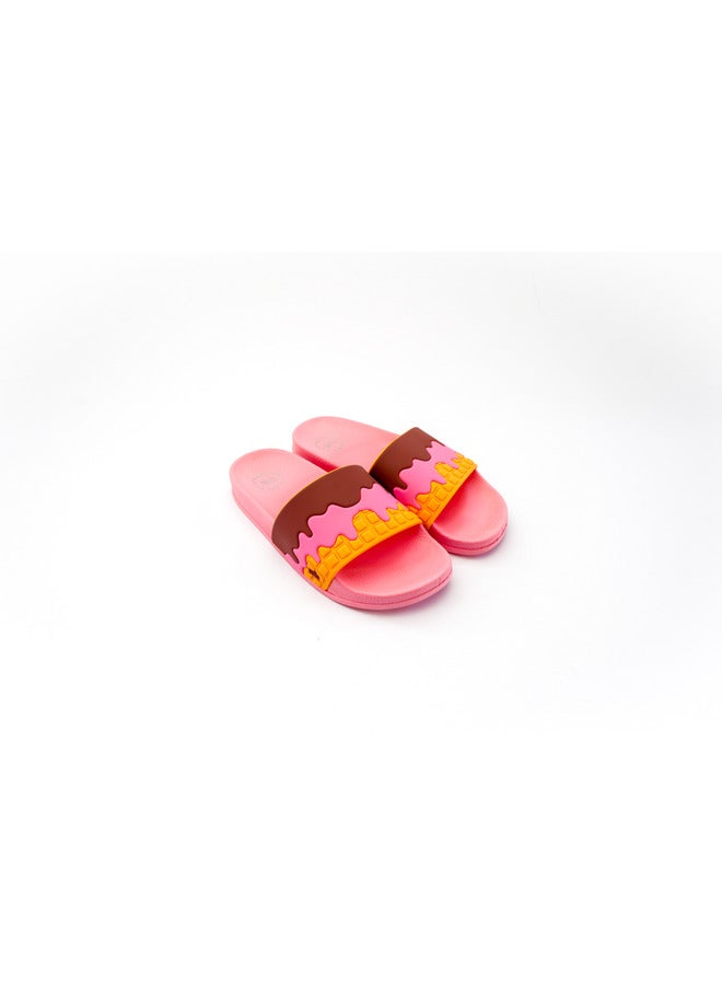 CUBS Chocolate Waffle Print Everyday Wear Eco-Friendly Pvc Slides For Kids Lightweight Easy To Wash And Anti-Slip Soles - Image 1